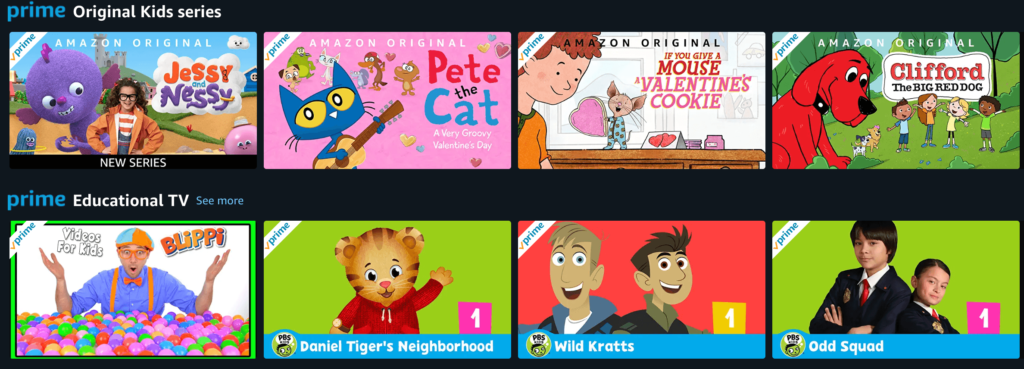 Amazon Prime Video kids content screenshot